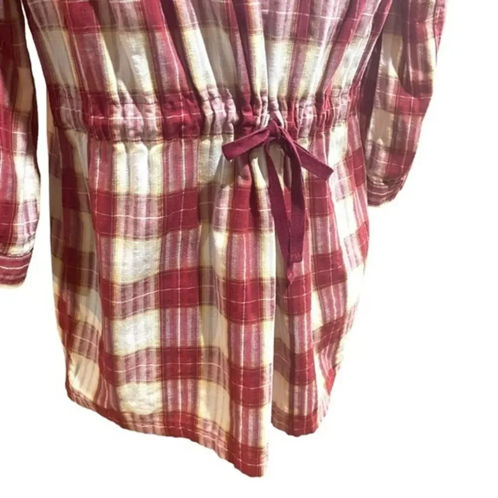 Free People Plaid Matador Tunic Top with Pockets 0